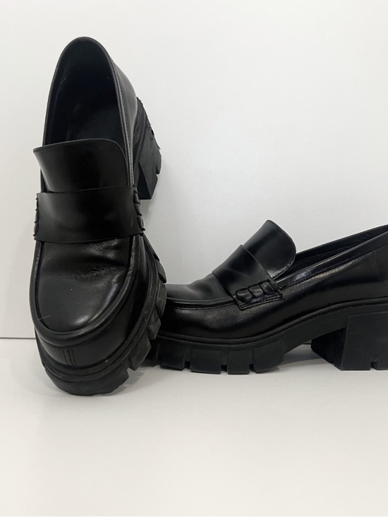 Shoes - Women’s Black Chunky Loafer - Sleek Platform Slip-On
